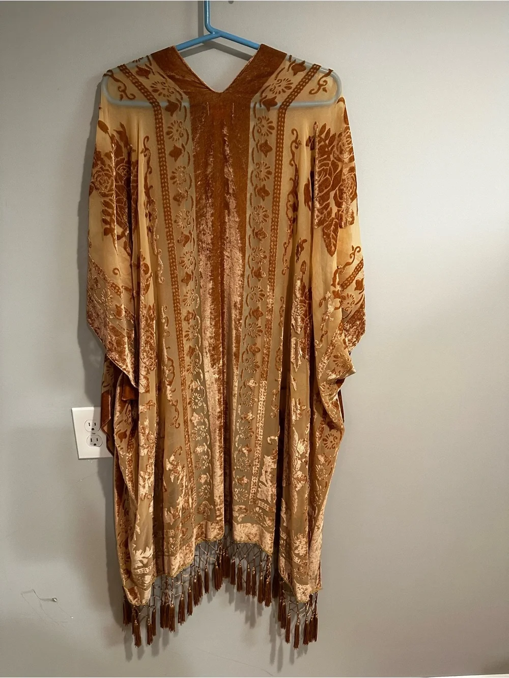 Free People Nightbird Velvet Burnout Fringe Kimono / Duster O/S Boho - Picture 5 of 9